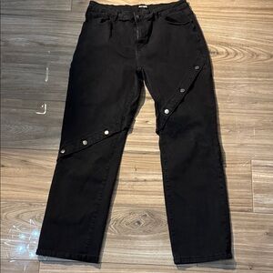 Hot Topic Black Jeans Pants with Snap Detail 36x32